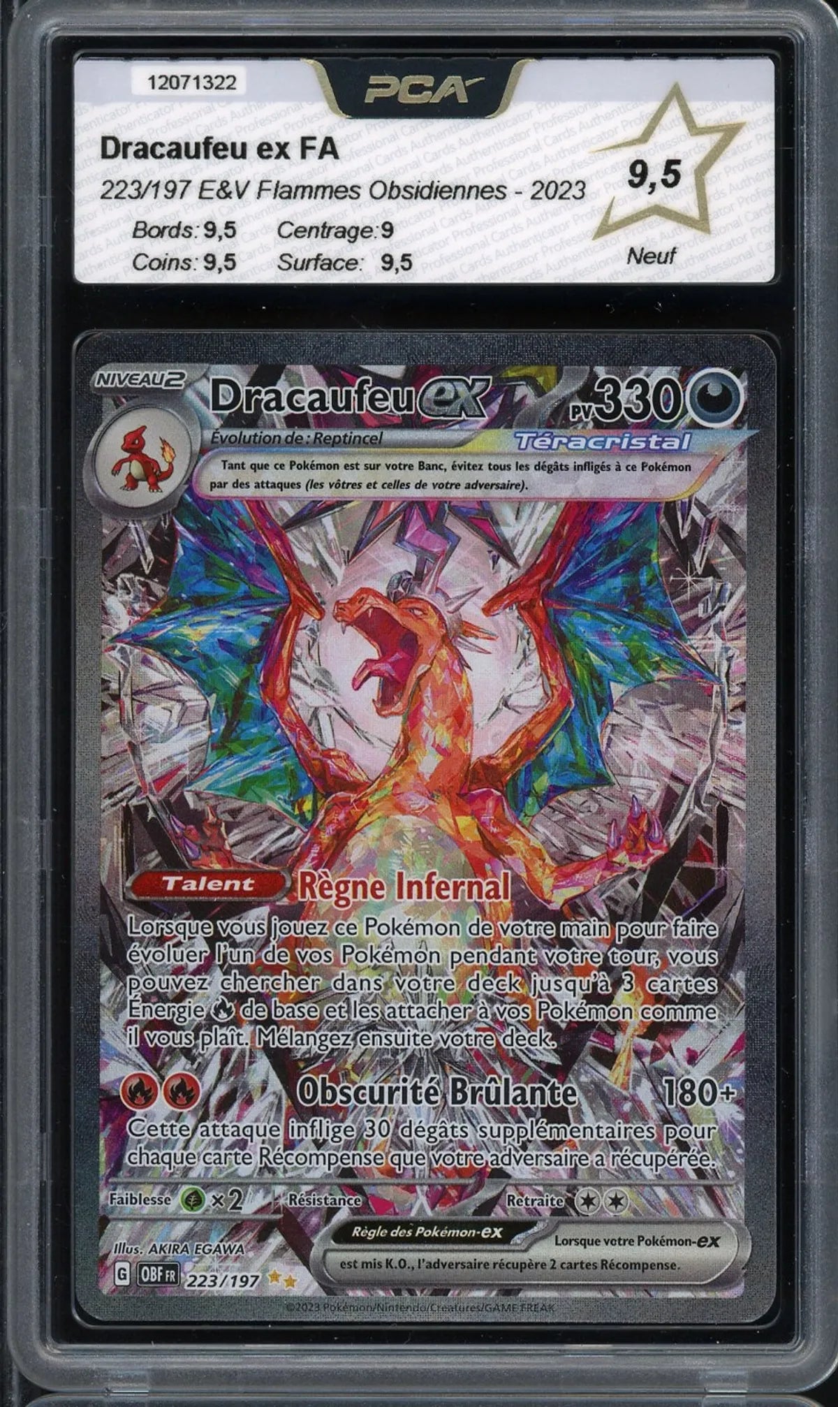 Dracaufeu Ex PCA 9.5 - Flammes Obsidiennes #223/197