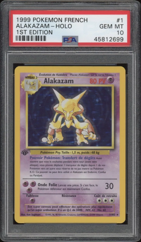 ALAKAZAM HOLO 1ST EDITION BASE SET PSA 10